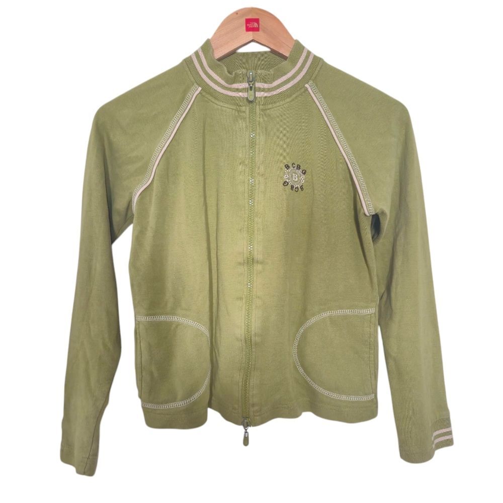 BCBGMaxAzria Y2K Varsity Green Jacket Cotton Kids Size 16